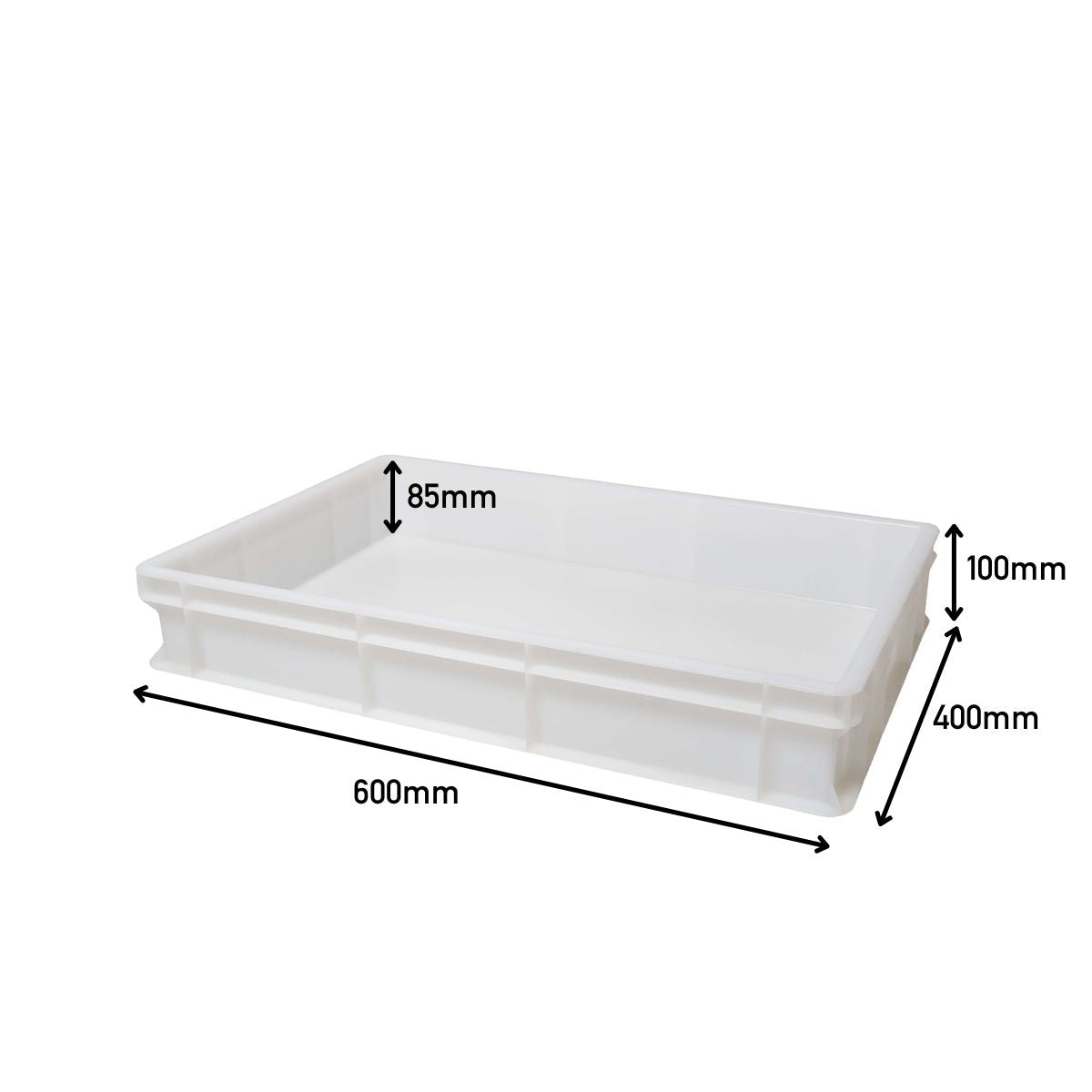 White pizza dough box with dimensions, 60 x 40 x 10cm