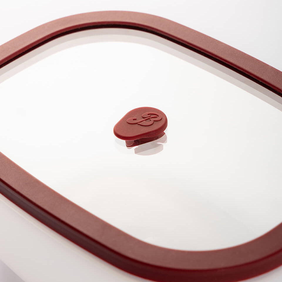 Close up of vacuum seal on the lid of a Berkel Icon vacuum sealed container.